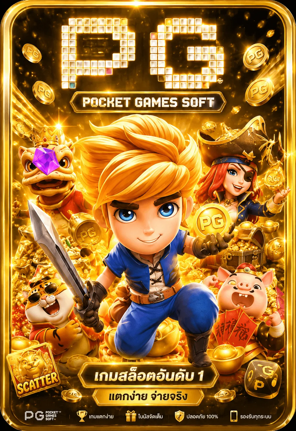 ตัวอย่างหน้าจอทดลองเล่น PG SLOT เกมยอดฮิต Treasures of Aztec